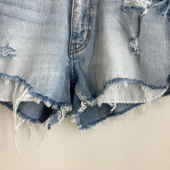 Pistola Cher Fold-Over Jean Shorts Size 26 Denim Cut Off Light Wash Distressed - Picture 4 of 14